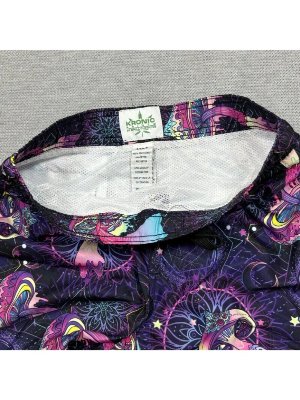 Kronic Prints Psychedelic Swim Trunks Mens S UV Protection Trippy Shorts NEW